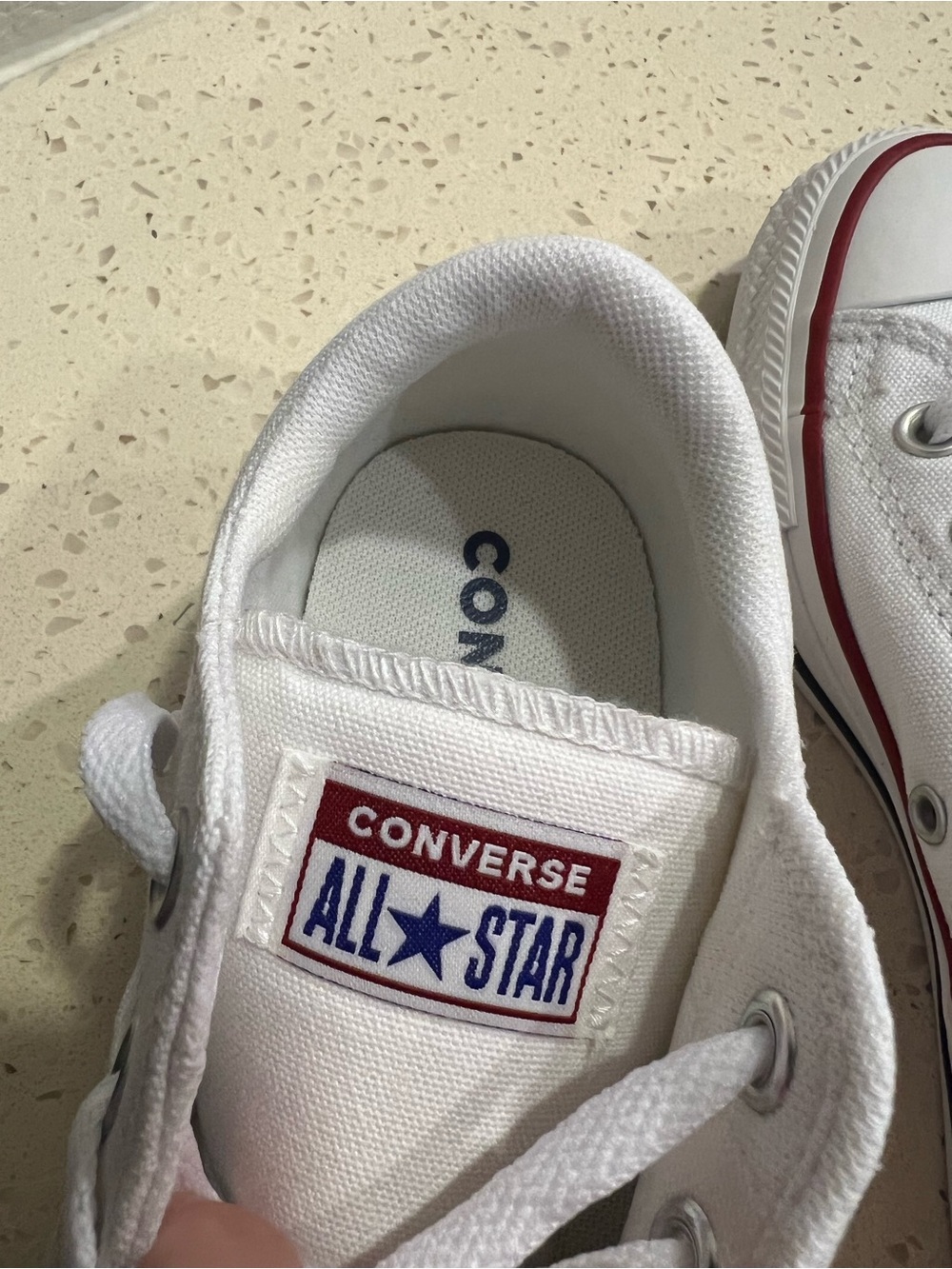 Converse White Low Top Sneakers with Red Stripe. Brand new. Never worn - Picture 4 of 6